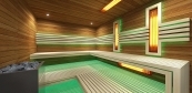 Combined sauna with minimal style benches