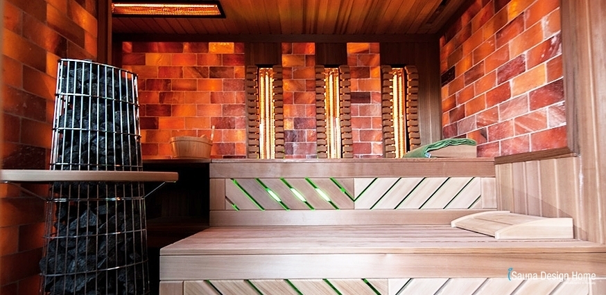 Combined sauna construction with Himalayan salt