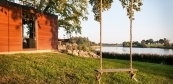 Garden sauna house with panorama