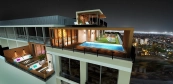 Sauna terrace with swimming pool