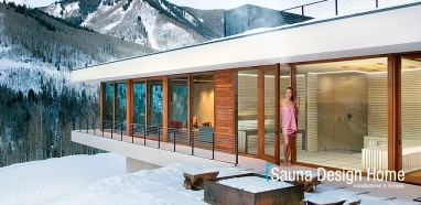 Wellness sauna house in a ski resort