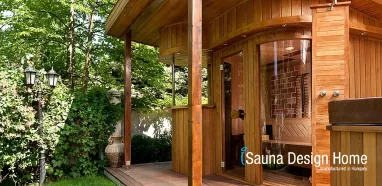 Outdoor sauna with Himalayan salt