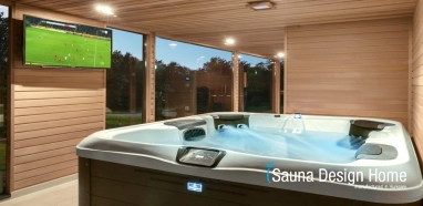 Hot tub in sauna