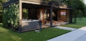 Outdoor sauna with jacuzzi