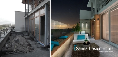 Outdoor sauna wellness terrace