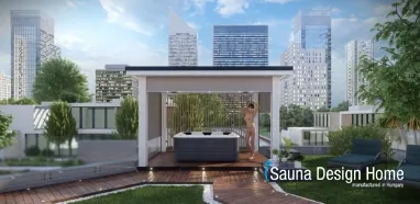 Pergola zipSCREEN with shade in white Villeroy & Boch with jacuzzi Pergola zipSCREEN with shade in white Villeroy & Boch with jacuzzi