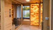 Sauna with Illuminated Salt Wall Sauna with Illuminated Salt Wall