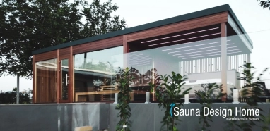 Custom built sauna house with massage pool