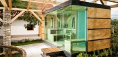 Combined sauna house in minimal style
