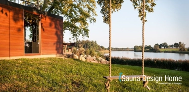 Garden sauna house with panorama