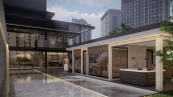 Outdoor premium sauna house in a private penthouse with panoramic view