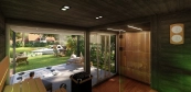 Sauna house with panoramic glass
