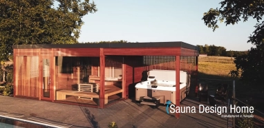 Custom-built sauna house with jacuzzi