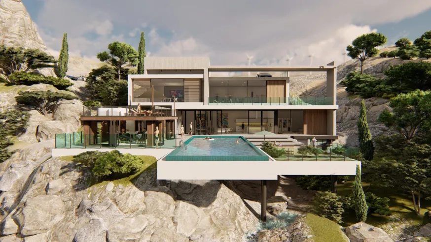 Modern Sauna House with Terrace, Hot tub