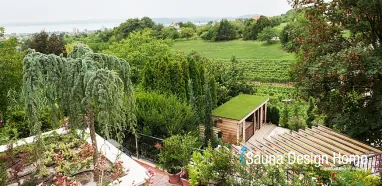 Wellness garden with combined sauna house Wellness garden with combined sauna house