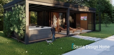 Outdoor sauna with jacuzzi