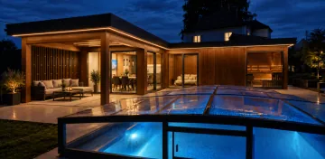 Wellness house at night