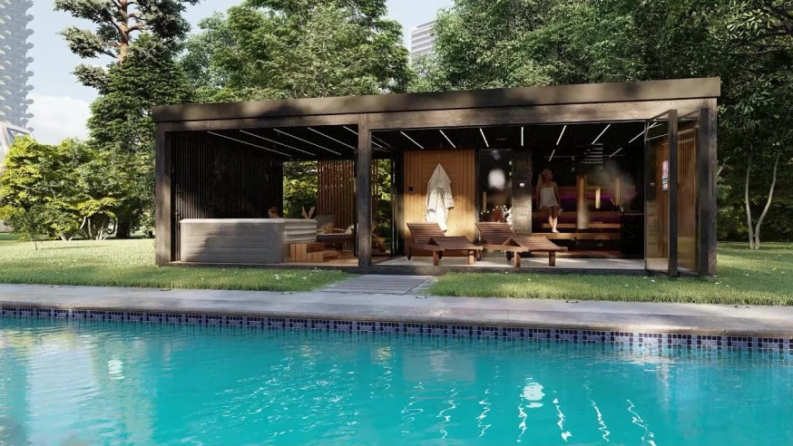 Outdoor wellness sauna house