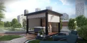 Garden pergola with zipSCREEN shade in black angel color Garden pergola with zipSCREEN shade in black angel color