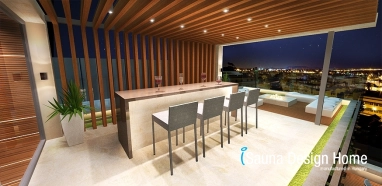 Rooof terrace with bar and sauna