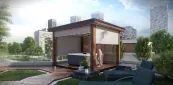 Handmade pergola in natural colour with unique design wall Handmade pergola in natural colour with unique design wall