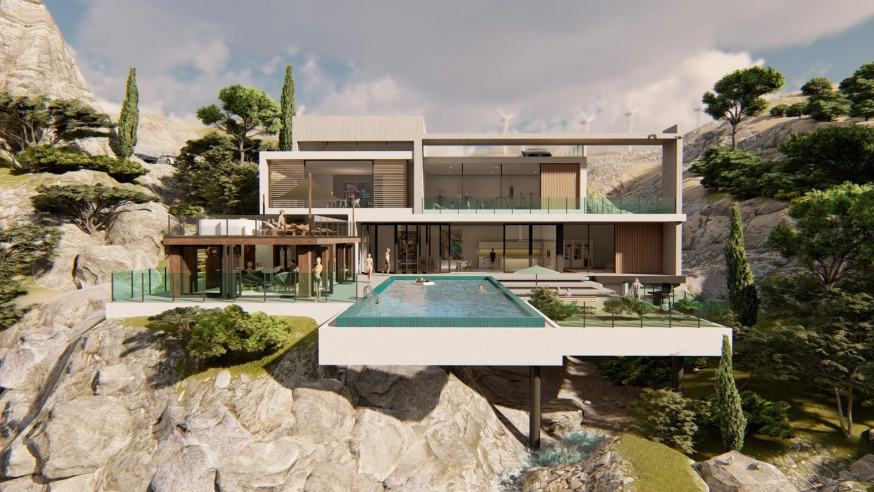 Modern Sauna House with Terrace, Hot tub