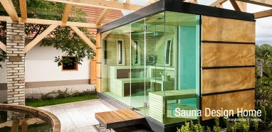 Combined sauna house in minimal style