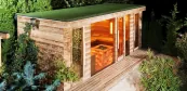 Combined sauna house with green roof Combined sauna house with green roof