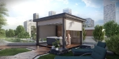 Pergola with Jacuzzi, waterproof in ash grey, with BLUETOOTH sound system