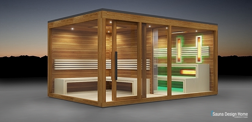 Outdoor sauna house with relax area