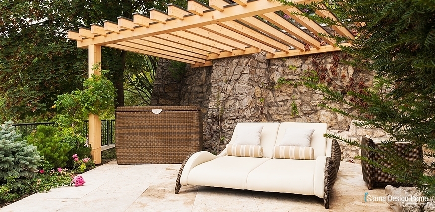 Terrace with pergola and sauna wellness